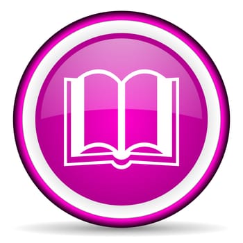 book violet glossy icon on white background