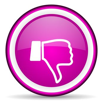 thumb down violet glossy icon on white background