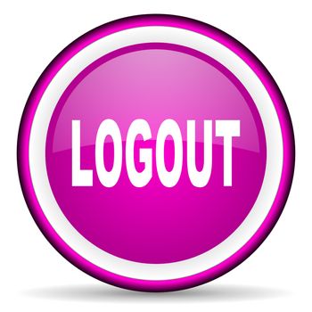 logout violet glossy icon on white background