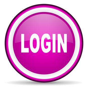 login violet glossy icon on white background