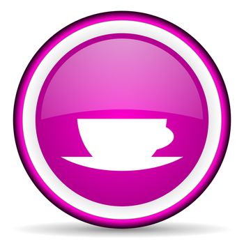 coffee cup violet glossy icon on white background