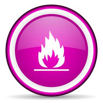 flames violet glossy icon on white background