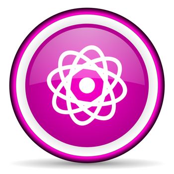 atom violet glossy icon on white background