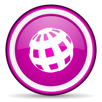 earth violet glossy icon on white background