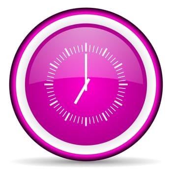 clock violet glossy icon on white background