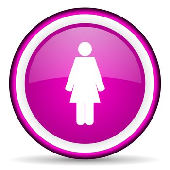 woman violet glossy icon on white background