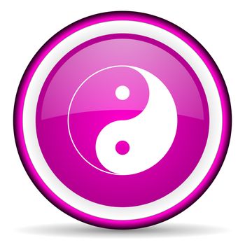 ying yang violet glossy icon on white background