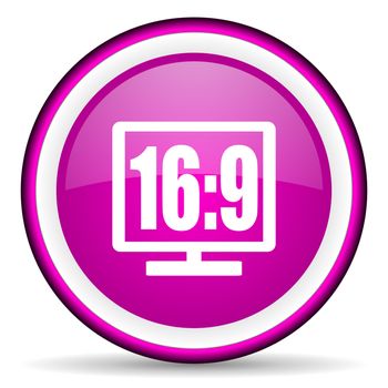 16 9 display violet glossy icon on white background