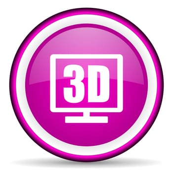 3d display violet glossy icon on white background