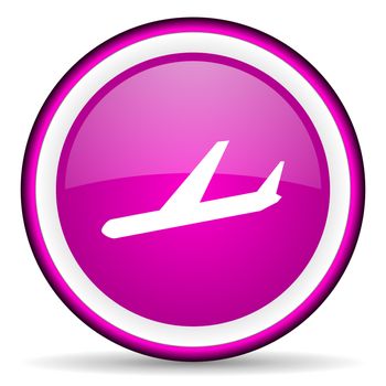 airplane violet glossy icon on white background