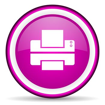 printer violet glossy icon on white background