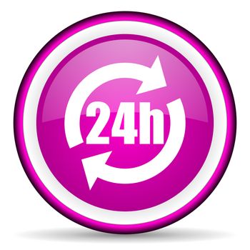 24h violet glossy icon on white background