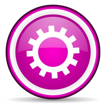 gears violet glossy icon on white background