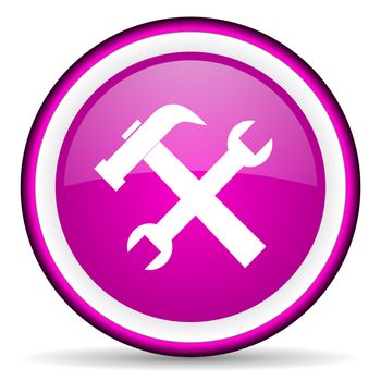 tools violet glossy icon on white background