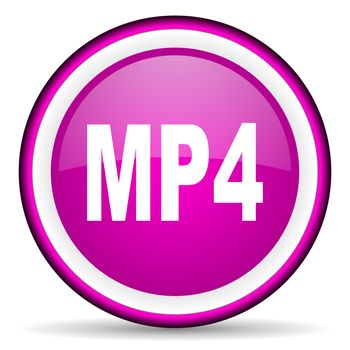 mp4 violet glossy icon on white background