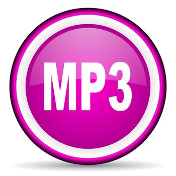 mp3 violet glossy icon on white background