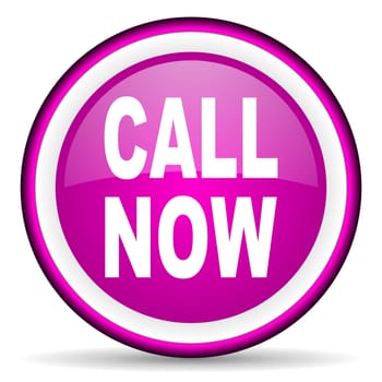 call now violet glossy icon on white background