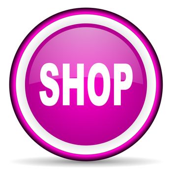 shop violet glossy icon on white background