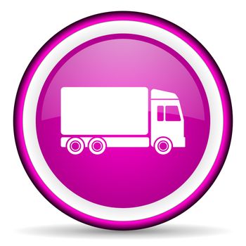delivery violet glossy icon on white background