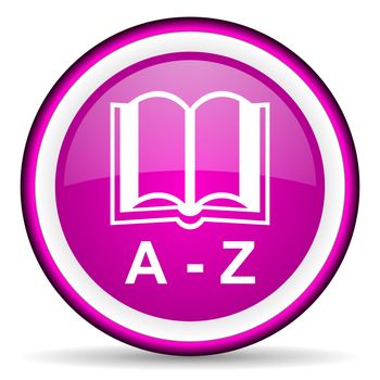 dictionary violet glossy icon on white background