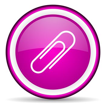 paper clip violet glossy icon on white background