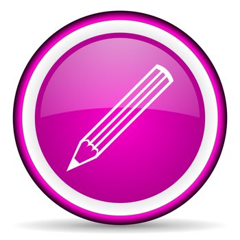 pencil violet glossy icon on white background