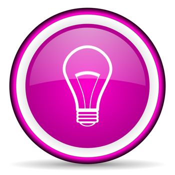 light bulb violet glossy icon on white background