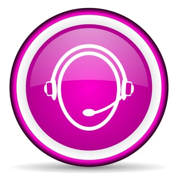 customer service violet glossy icon on white background