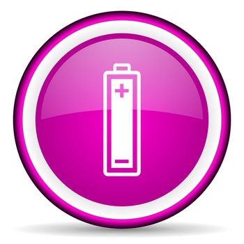 battery violet glossy icon on white background