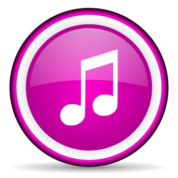 music violet glossy icon on white background
