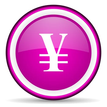 yen violet glossy icon on white background
