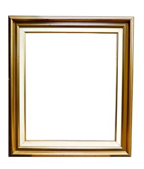 old antique gold picture frame Isolated over white background