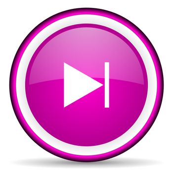 next violet glossy icon on white background