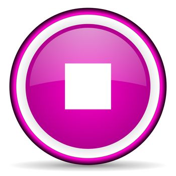 stop violet glossy icon on white background