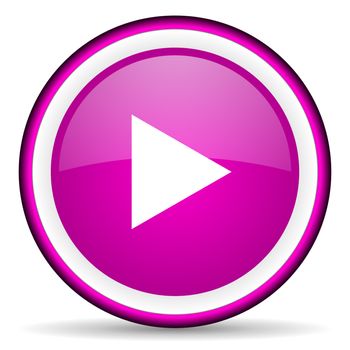 play violet glossy icon on white background