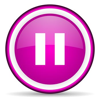 pause violet glossy icon on white background