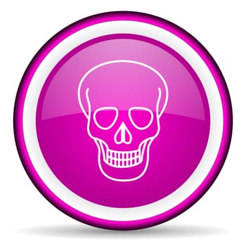 skull violet glossy icon on white background
