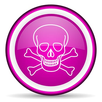 skull violet glossy icon on white background