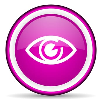 eye violet glossy icon on white background