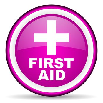 first aid violet glossy icon on white background