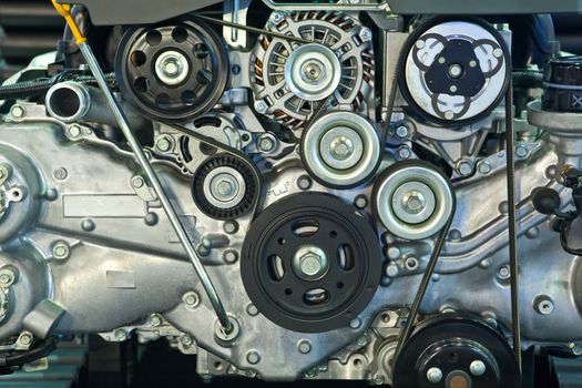 Closeup of the powerful engine modern car