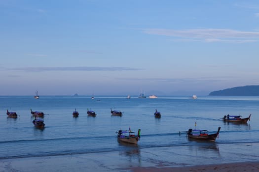 boats on the sea in Southern of Thailand