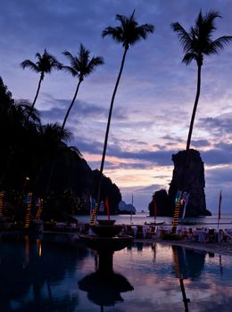 dinner on sunset at beach in Thailand