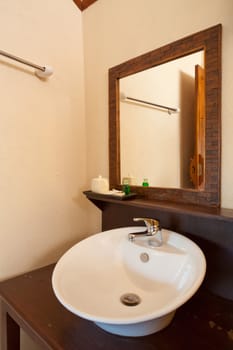 detail of old circle shape hand wash basin