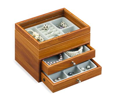 nice jewelry treasure box isolated on white 