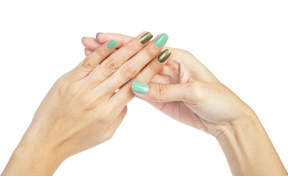 Women hands with nail manicure