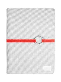 Leather book cover and red ribbon