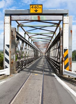 Combined one lane rail and road bridge in Hokitika, New Zealand