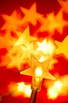 Star shaped Christmas lights, shallow DOF