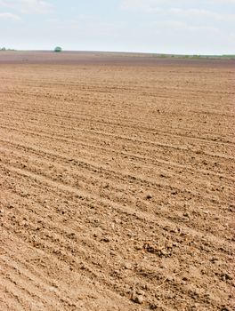 Landscape with a plowed field